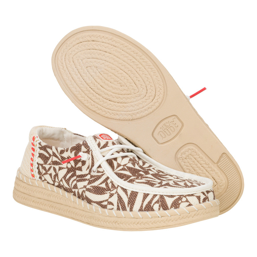 Wendy Espadrille Retro Palm - Downtown Brown/Egret - Image 3