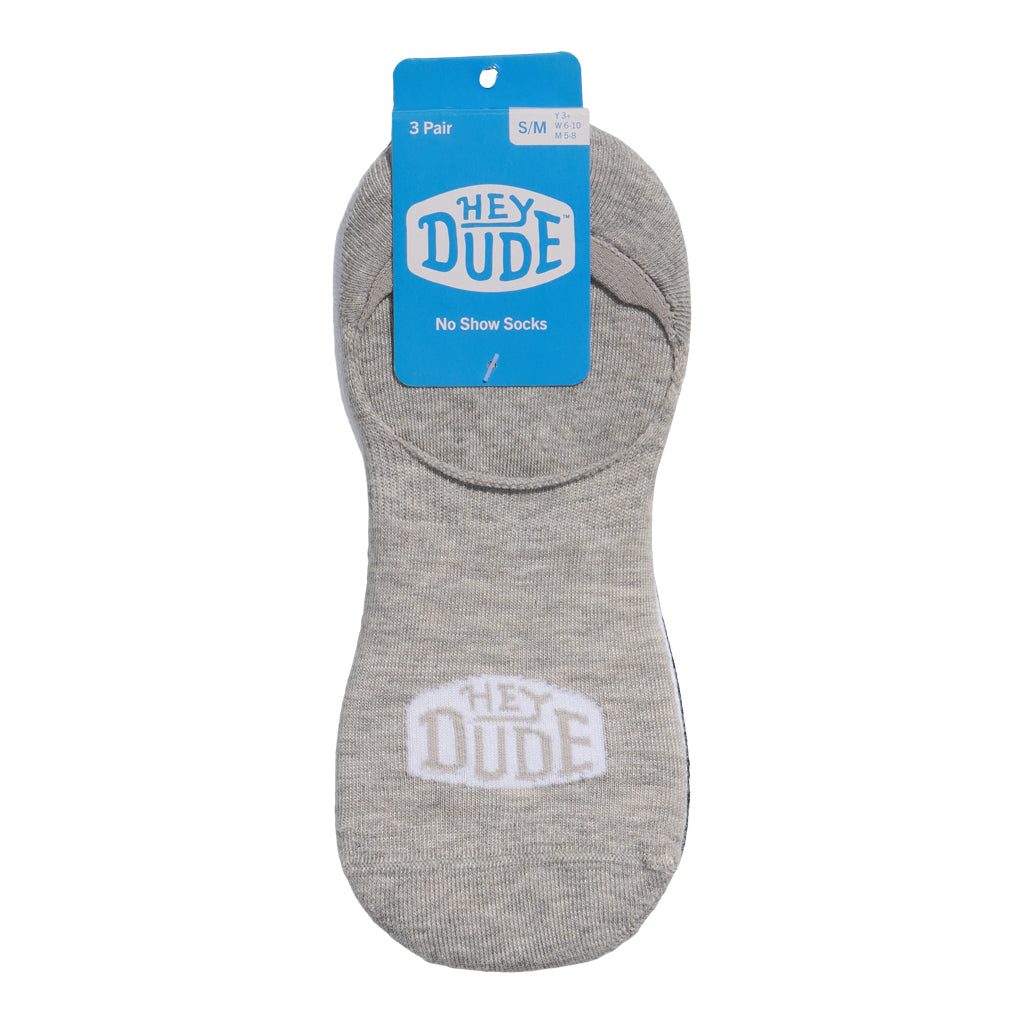 HEYDUDE No Show Sock 3 Pack - Multi Grey/White/Black - Image 3